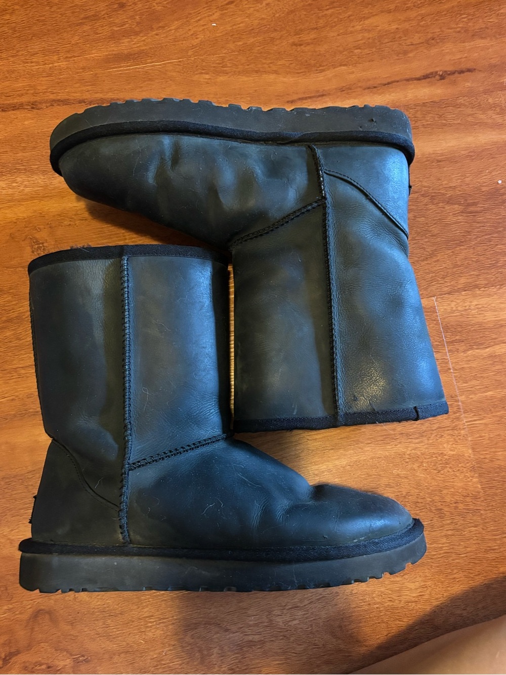 UGG - Classic Black Short Leather Boots (Not traditional Suede)